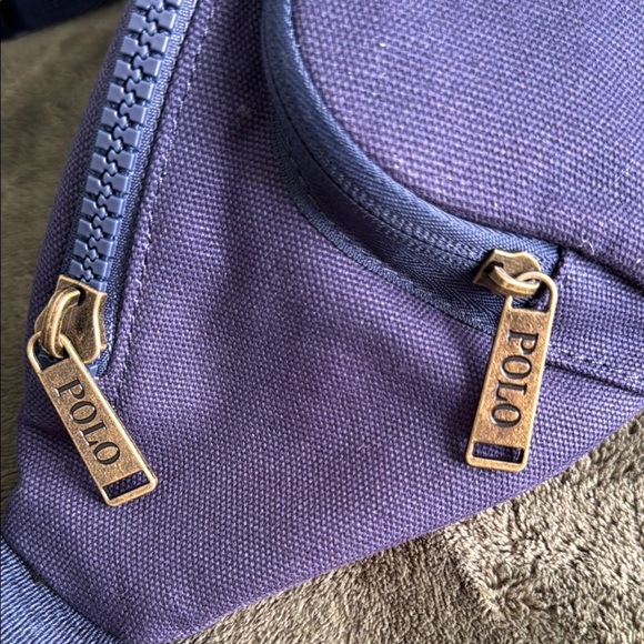 Polo Ralph Lauren Embroidered Polo Bear Navy Canvas Waist Hip Fanny Pack - Picture 3 of 8